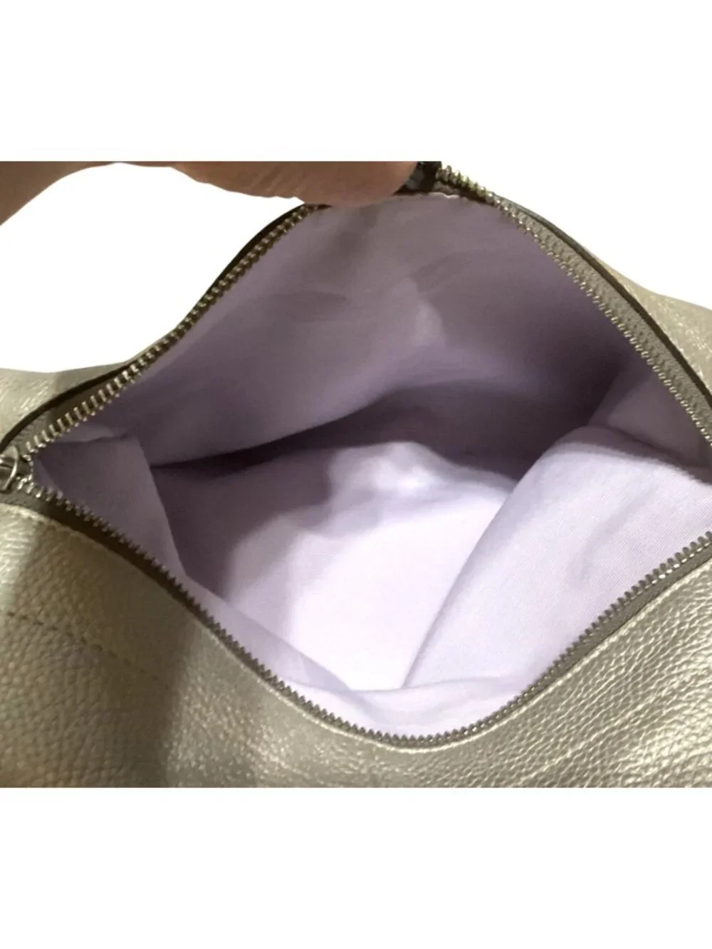 Coach Soho Shoulder Bag F15064 Silver Metallic Leather Hobo Purse Charm Womens